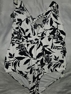 Athena Black & White Floral  One-Piece Swimsuit